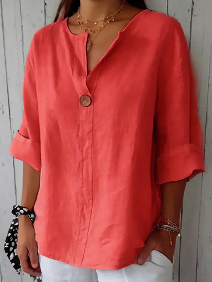 Angela Casual V-Neck Blouse Comfortable Everyday Style for Autumn