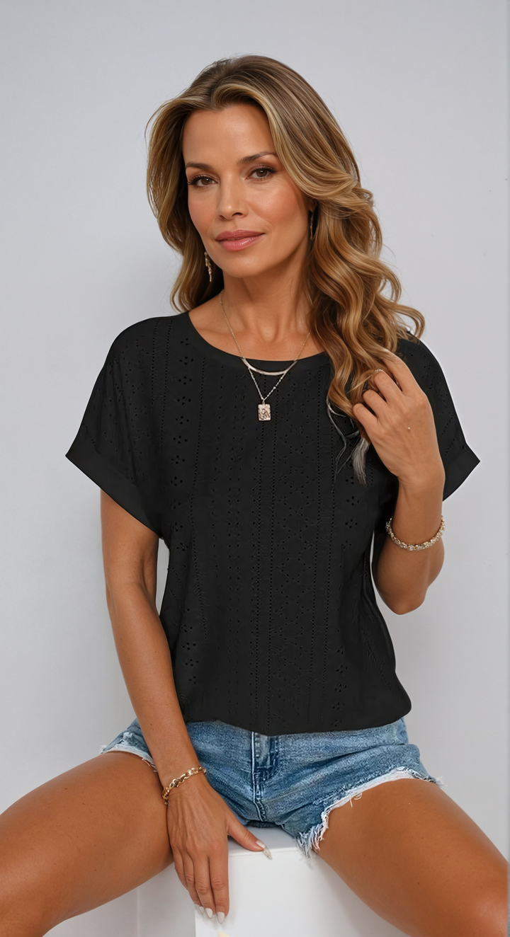 Becky Casual Eyelet Top for Summer – Lightweight Feminine Blouse