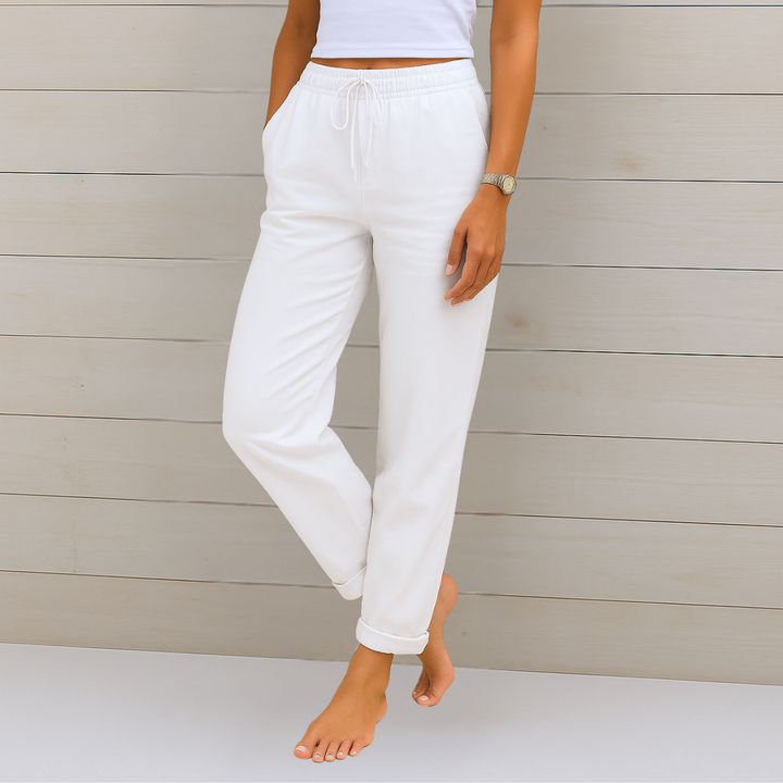 Maylora Drawstring Relaxed Linen Trousers Breathable Comfort for Summer and Autumn