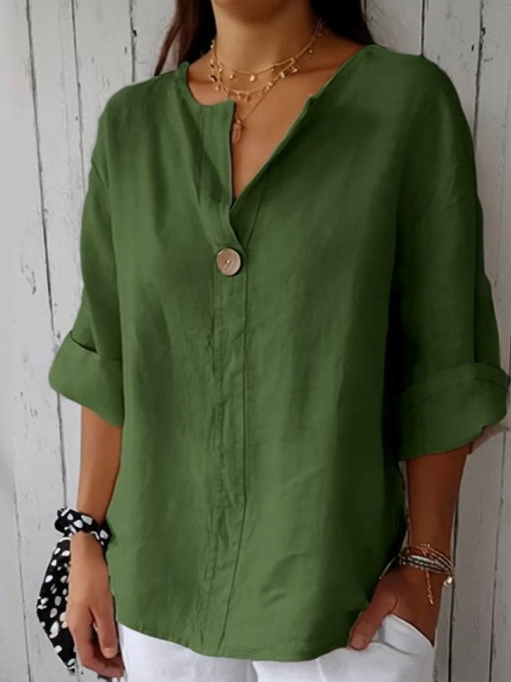 Angela Casual V-Neck Blouse Comfortable Everyday Style for Autumn