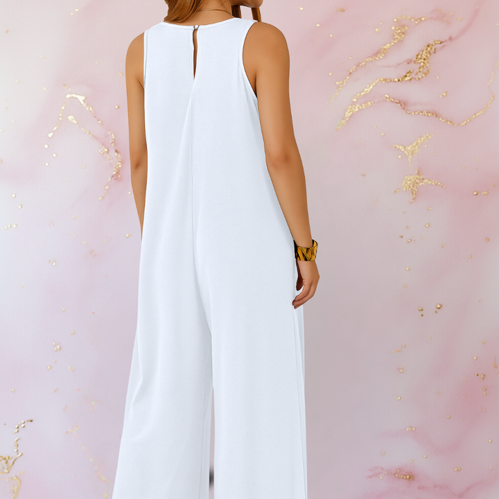 Wendy Comfortable Wide-Leg V-Neck Jumpsuit for Summer and Autumn