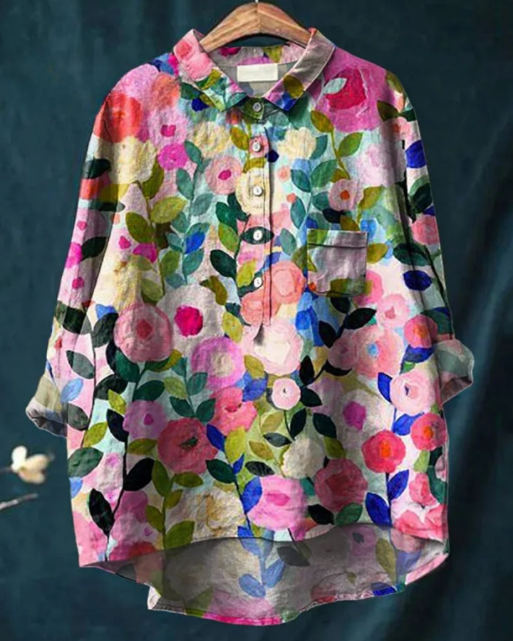 Jenny Floral Button-Down Shirt Stylish Design for Autumn
