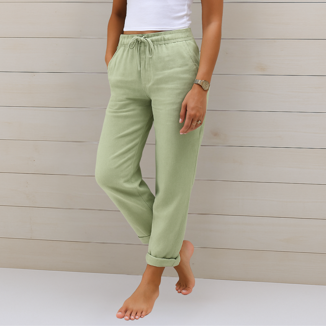 Maylora Drawstring Relaxed Linen Trousers Breathable Comfort for Summer and Autumn