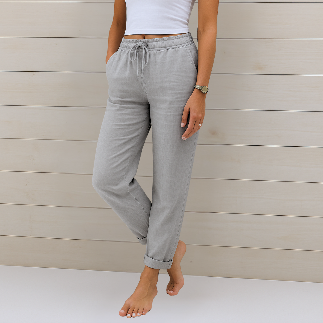 Maylora Drawstring Relaxed Linen Trousers Breathable Comfort for Summer and Autumn
