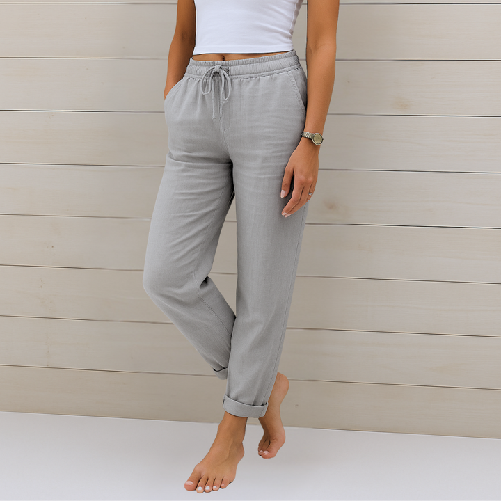 Maylora Drawstring Relaxed Linen Trousers Breathable Comfort for Summer and Autumn