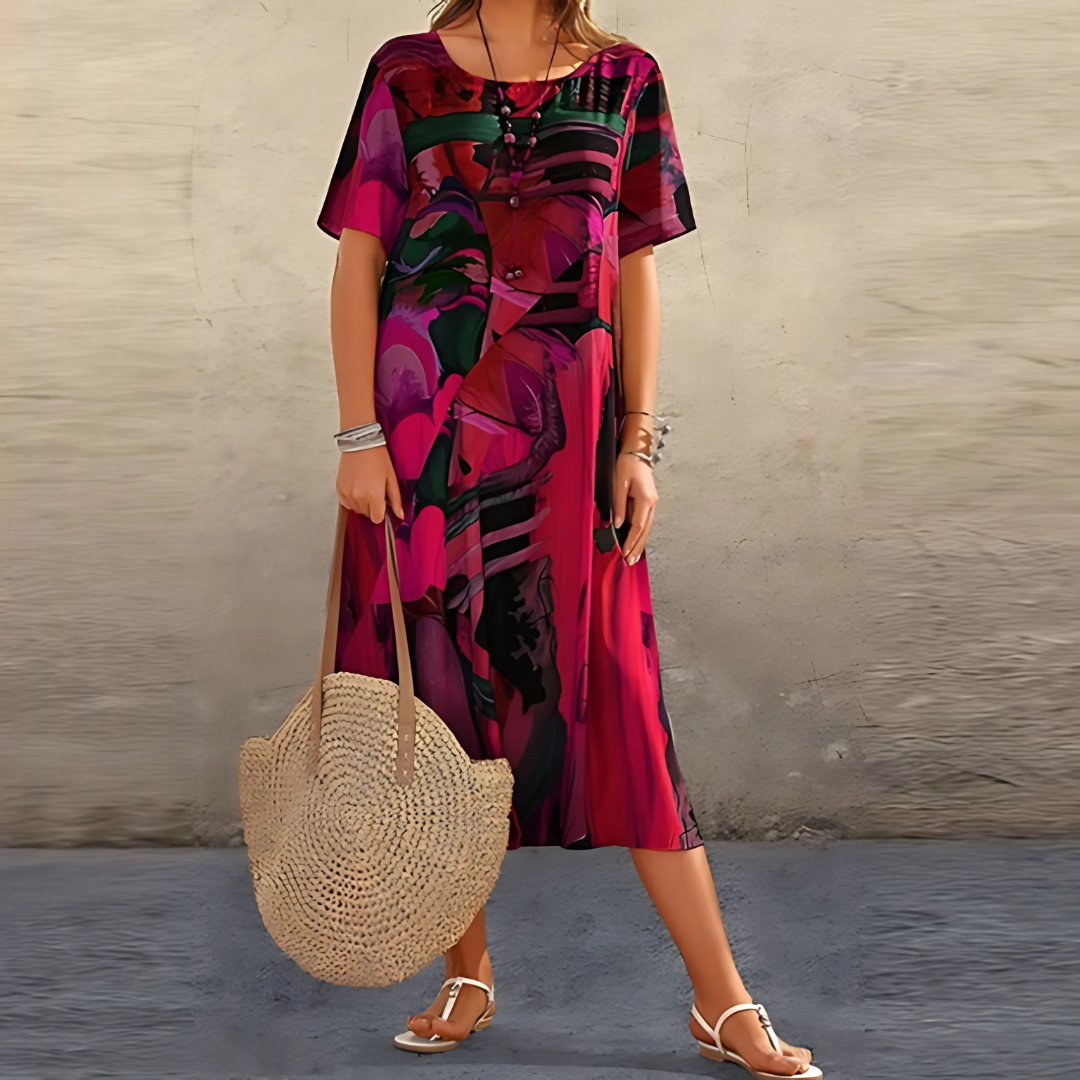 Filomena Abstract Print Dress Stylish Comfort for Autumn and Summer