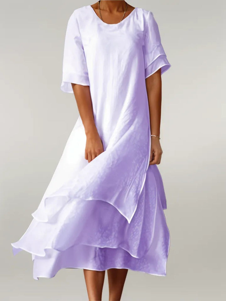 Eloise Elegant Layered Midi Dress Comfortable Stylish for Autumn and Summer