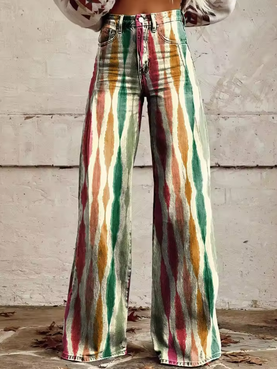 Sydney Wide-Leg Patterned Pants for Autumn and Summer Stylish Comfort