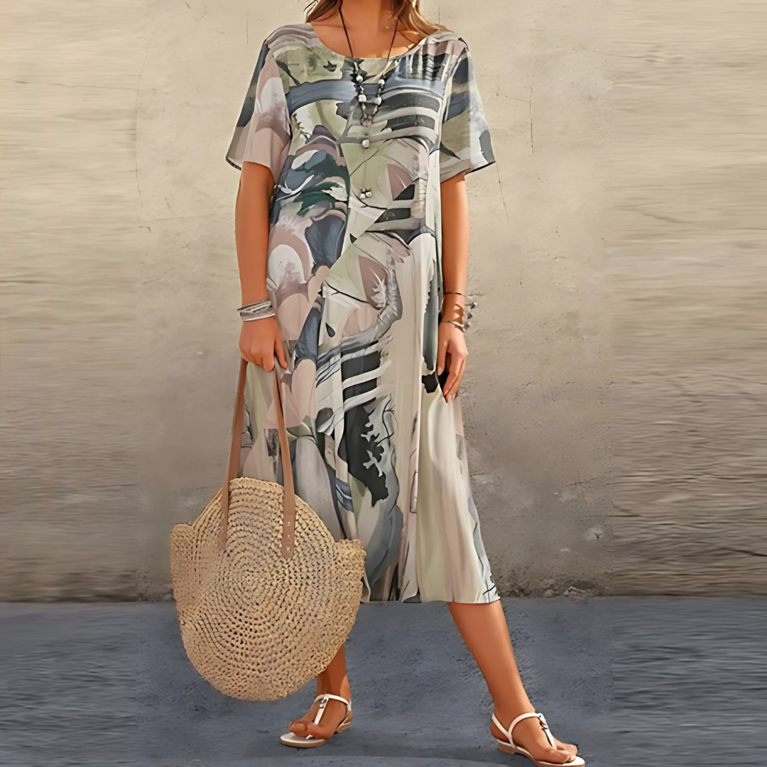 Filomena Abstract Print Dress Stylish Comfort for Autumn and Summer