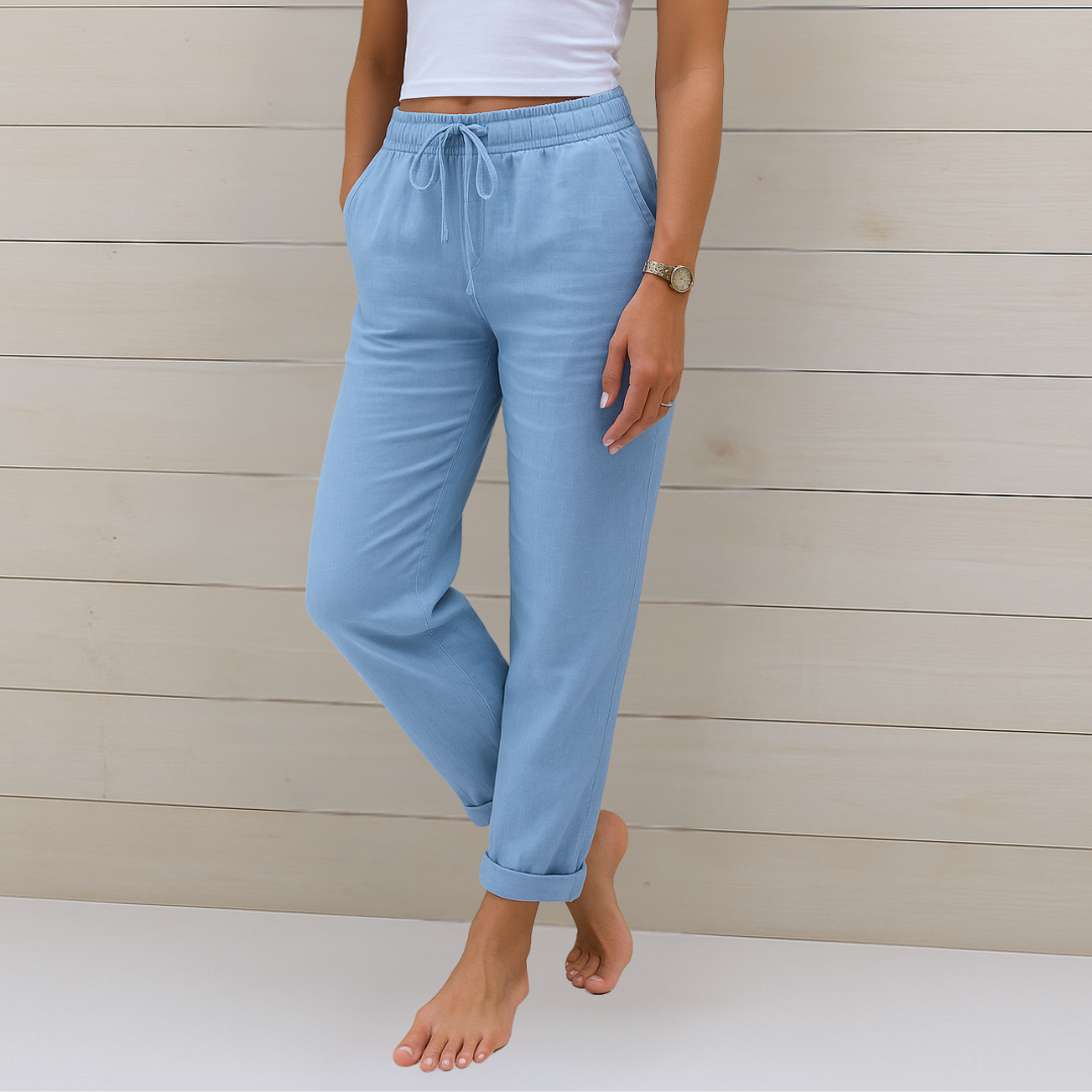 Maylora Drawstring Relaxed Linen Trousers Breathable Comfort for Summer and Autumn