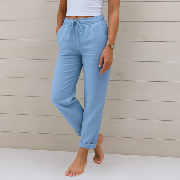 Maylora Drawstring Relaxed Linen Trousers Breathable Comfort for Summer and Autumn