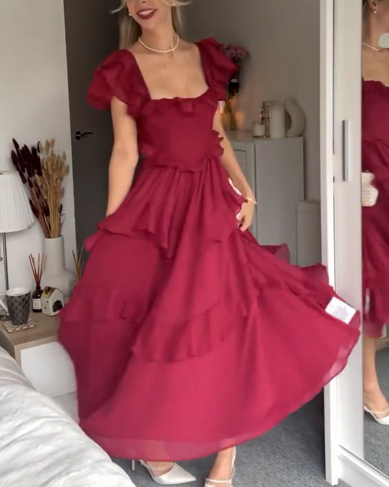 Elisa Ruffle Dress Summer and Autumn Fashion Light Elegant Dress