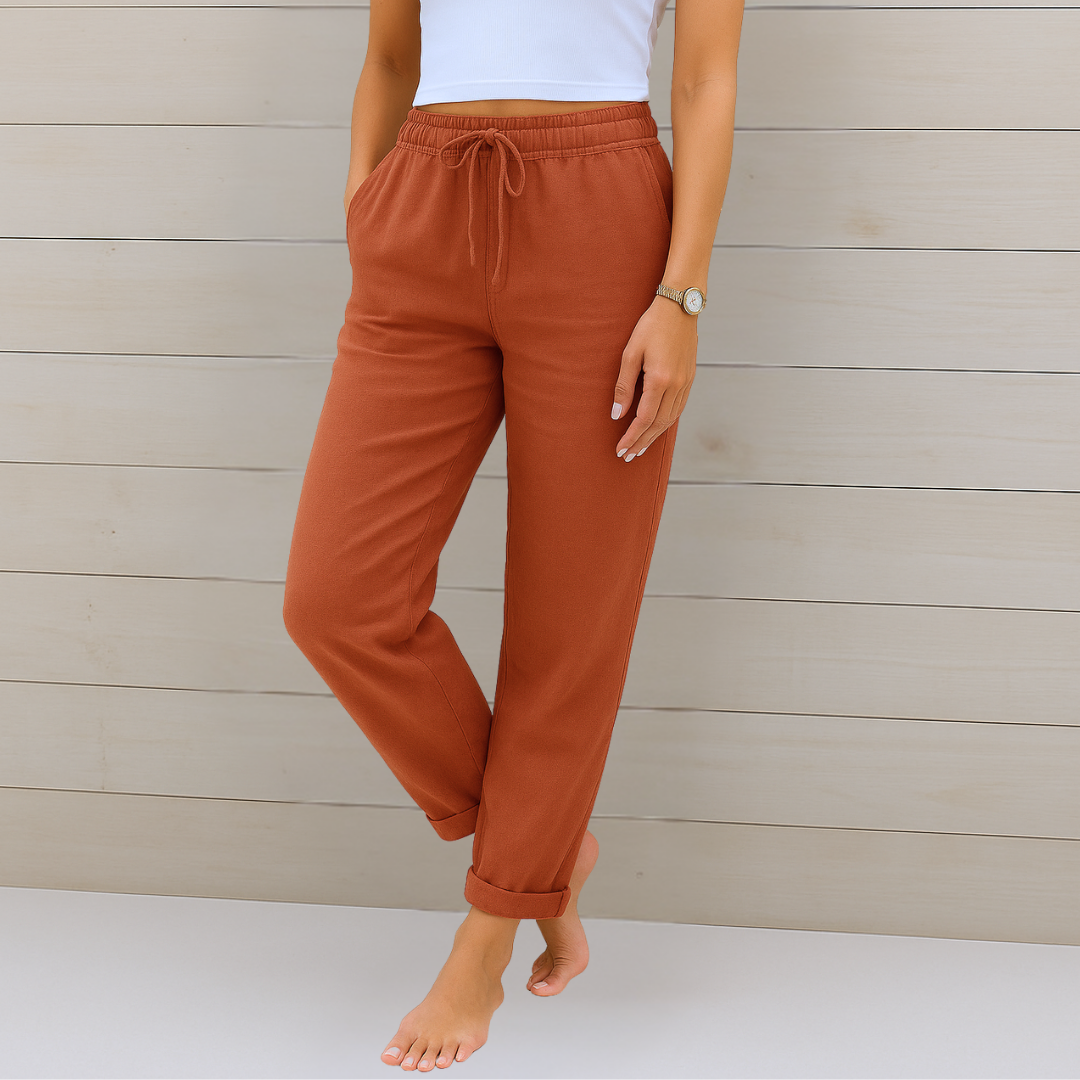 Maylora Drawstring Relaxed Linen Trousers Breathable Comfort for Summer and Autumn