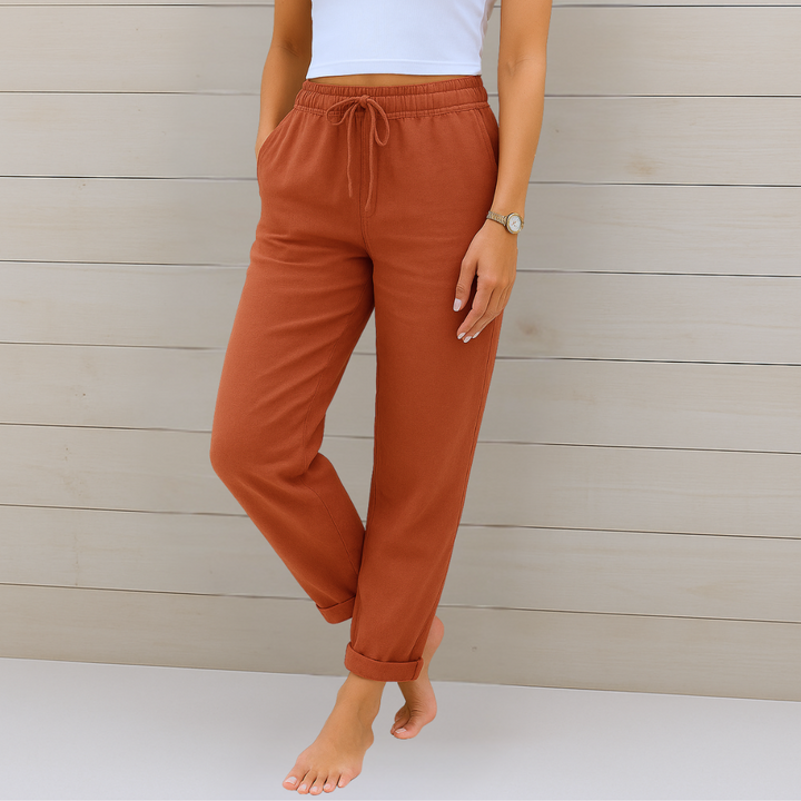 Maylora Drawstring Relaxed Linen Trousers Breathable Comfort for Summer and Autumn