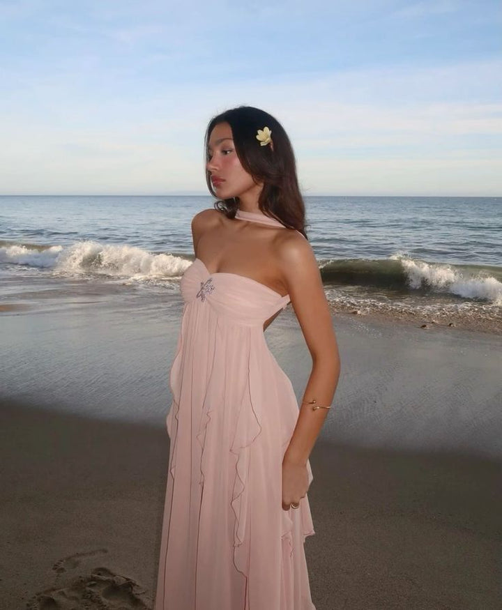 Collins Ruffle Strapless Maxi Dress Elegant Evening Wear for Autumn