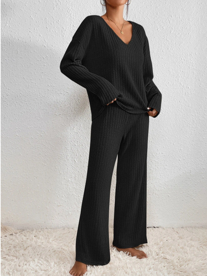 KATHY Ribbed Knitted 2-Piece Loungewear Set – Stylish, Comfortable Autumn Sweater & Pants