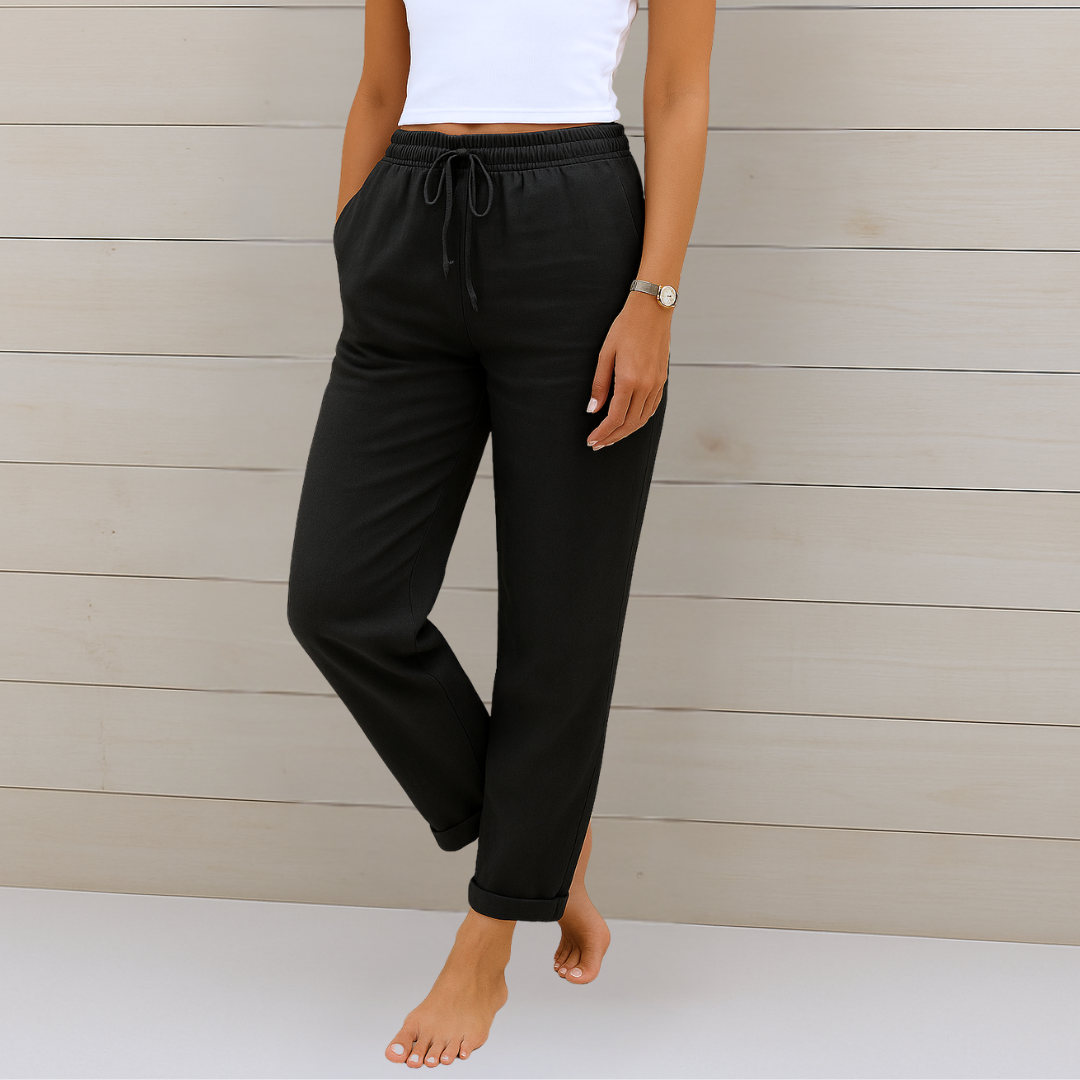 Maylora Drawstring Relaxed Linen Trousers Breathable Comfort for Summer and Autumn
