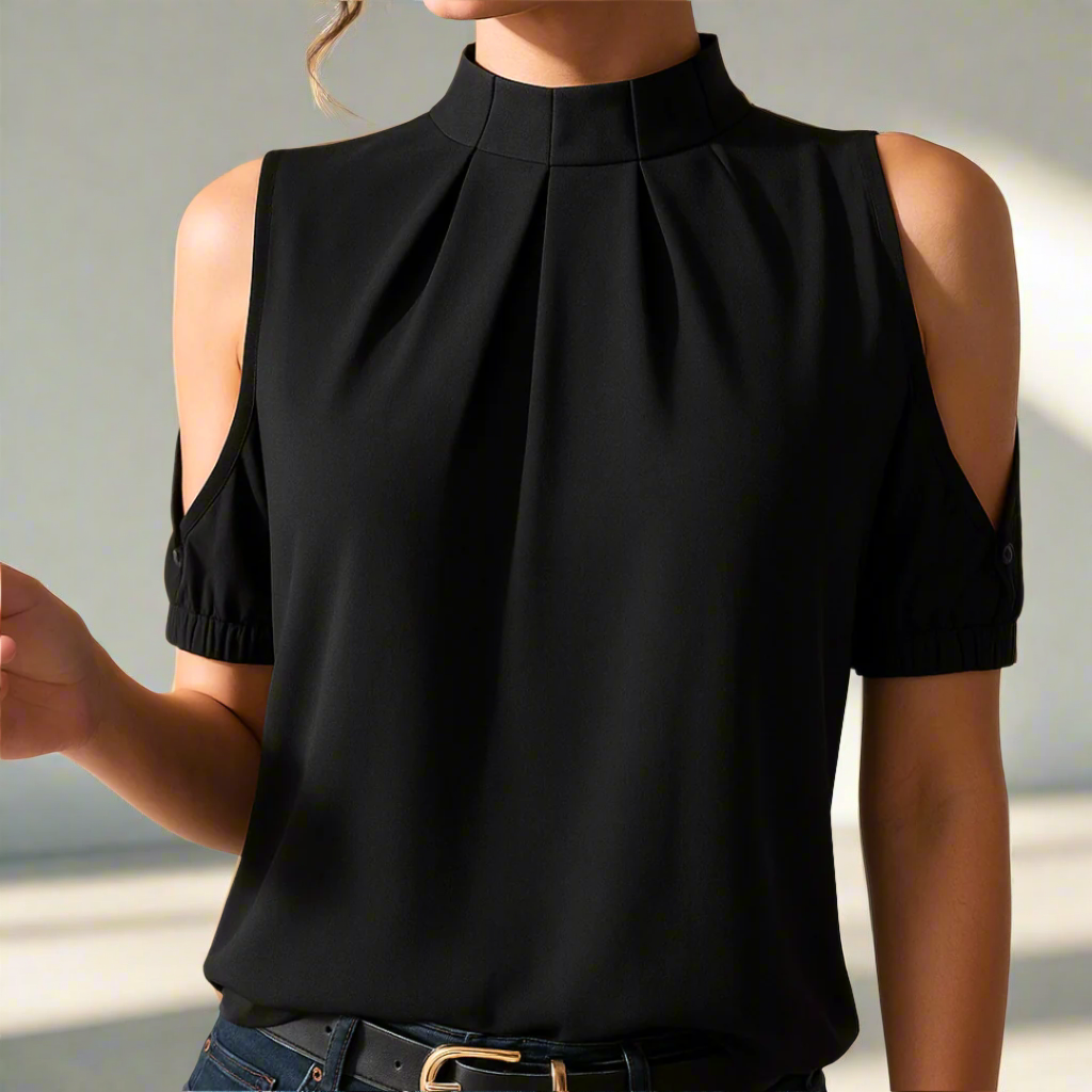 Inge Stylish Cold-Shoulder Blouse Lightweight for Summer and Autumn