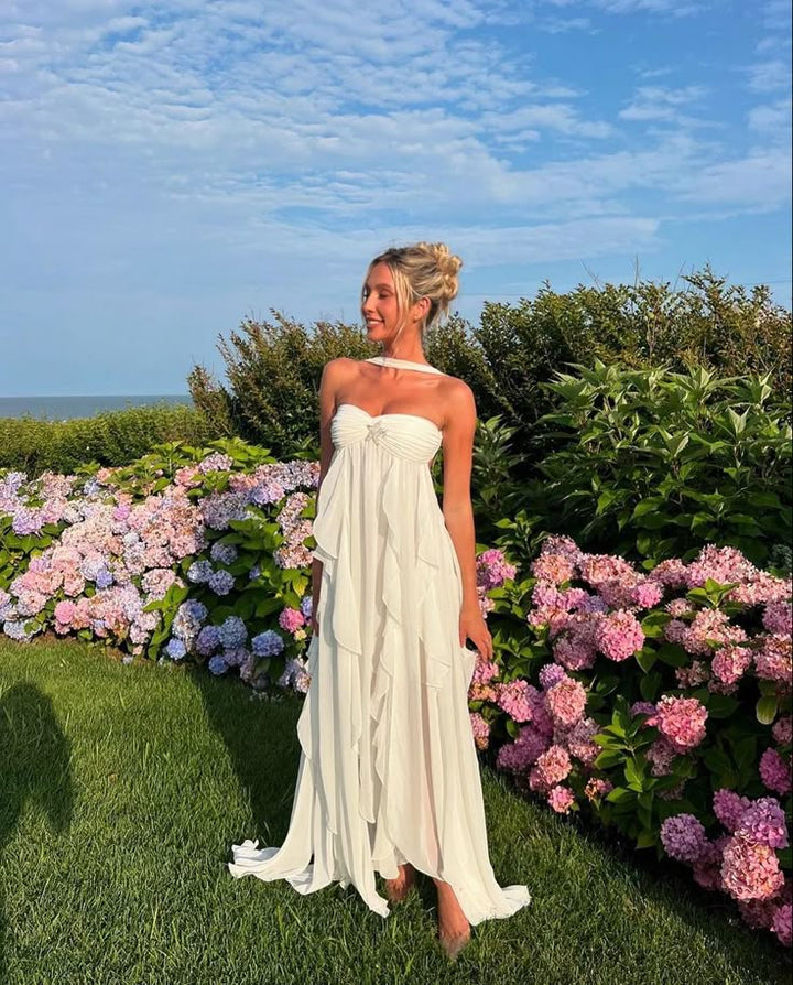 Collins Ruffle Strapless Maxi Dress Elegant Evening Wear for Autumn