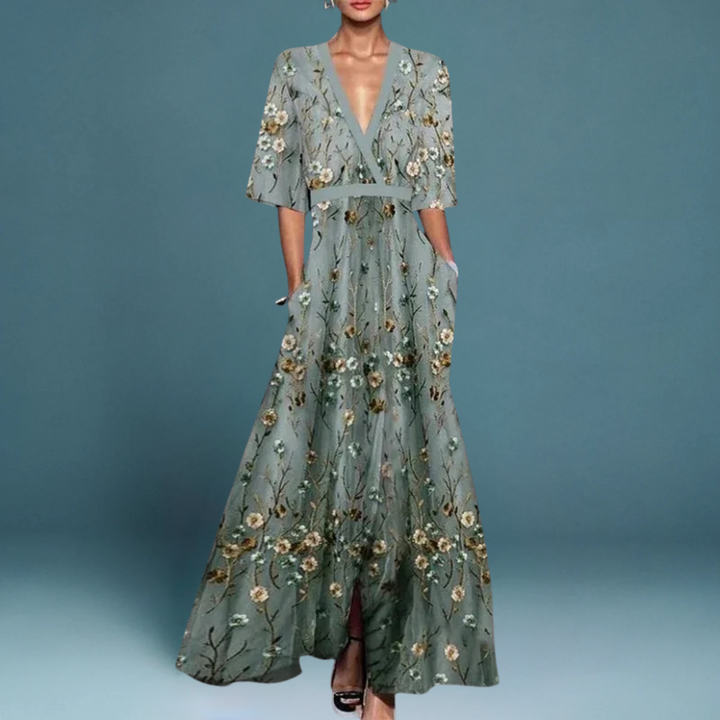 Sofia Elegant Floral Maxi Dress Lightweight Comfortable Summer