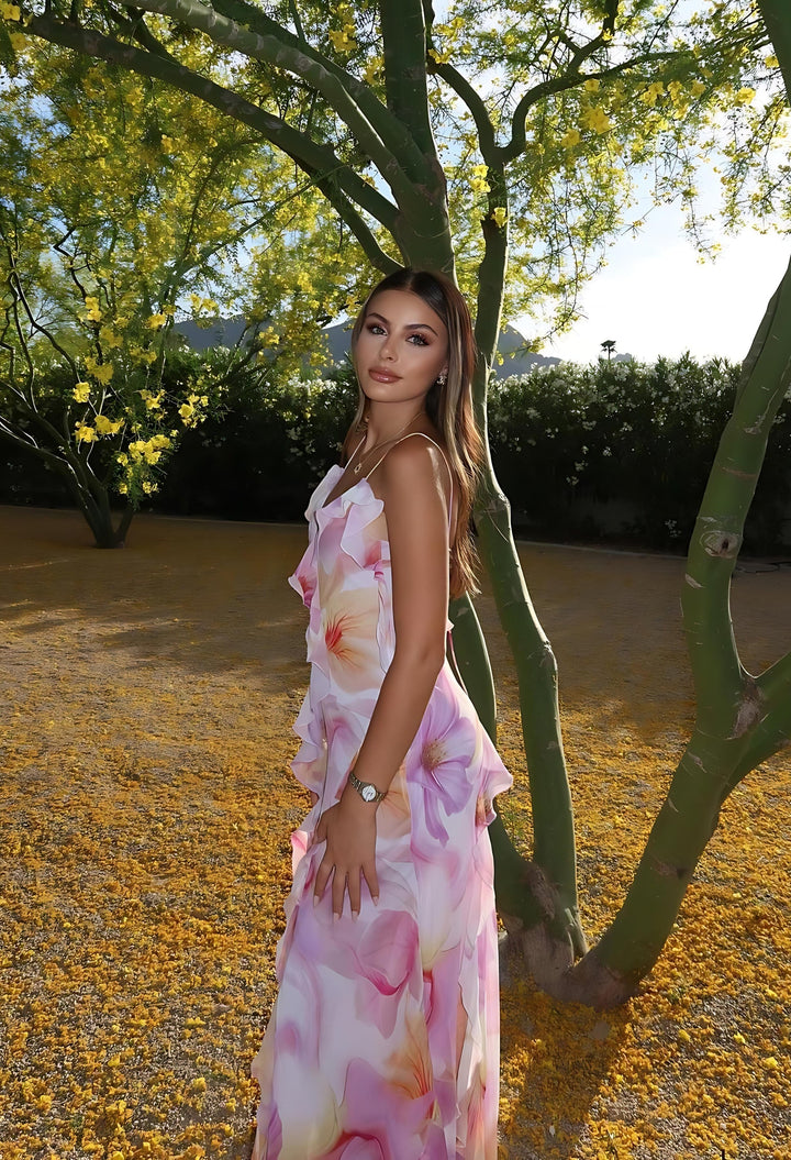 Nylah Floral Ruffle Maxi Dress Elegant Summer Fashion