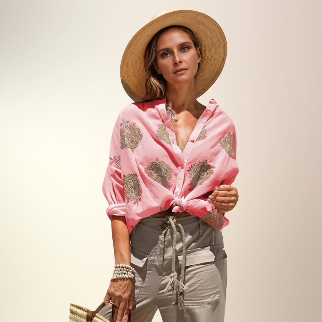 Gaby Embroidered Button-Down Shirt for Autumn and Summer