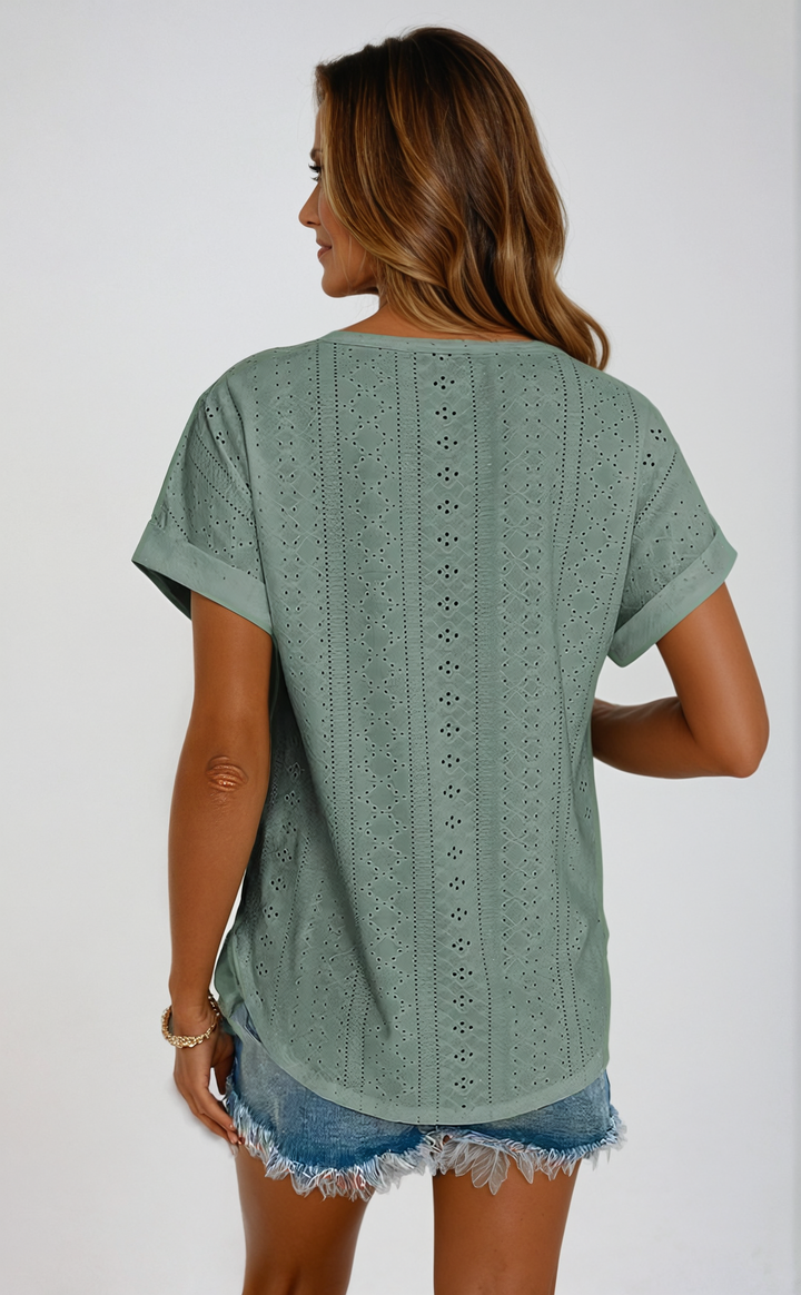 Becky Casual Eyelet Top for Summer – Lightweight Feminine Blouse