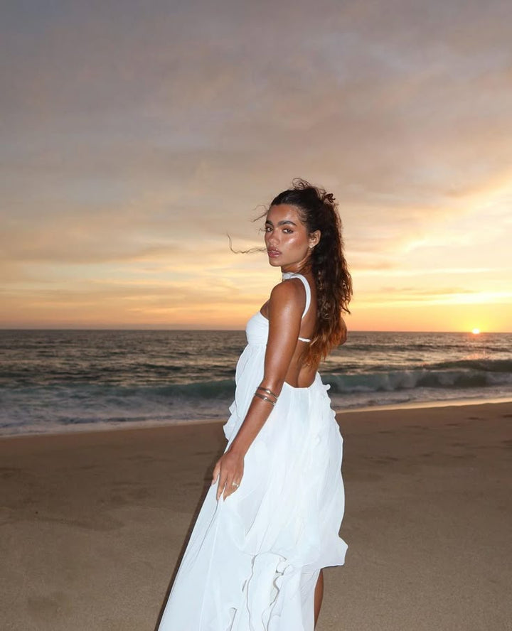 Collins Ruffle Strapless Maxi Dress Elegant Evening Wear for Autumn