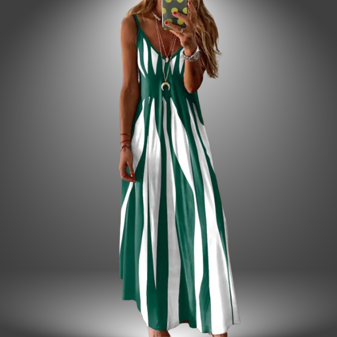 Alicia Striped Sleeveless Maxi Dress Elegant Comfortable Summer