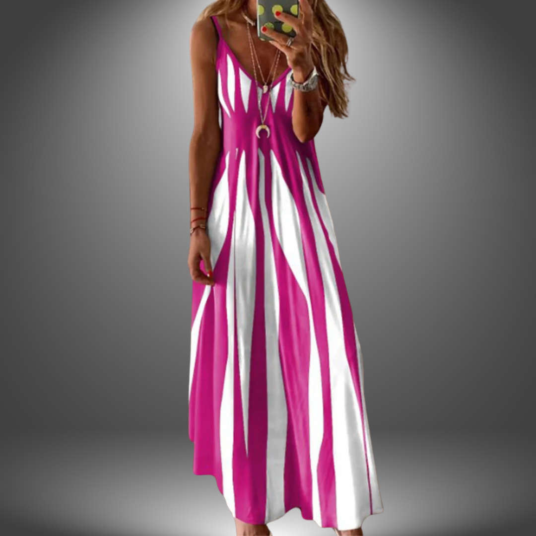 Alicia Striped Sleeveless Maxi Dress Elegant Comfortable Summer
