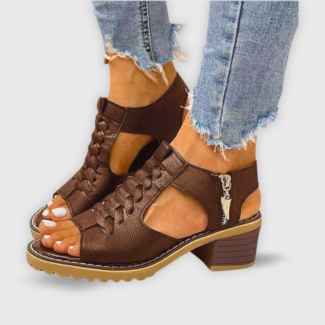 Natalie Stylish Summer Chunky Heel Sandals with Comfortable Support