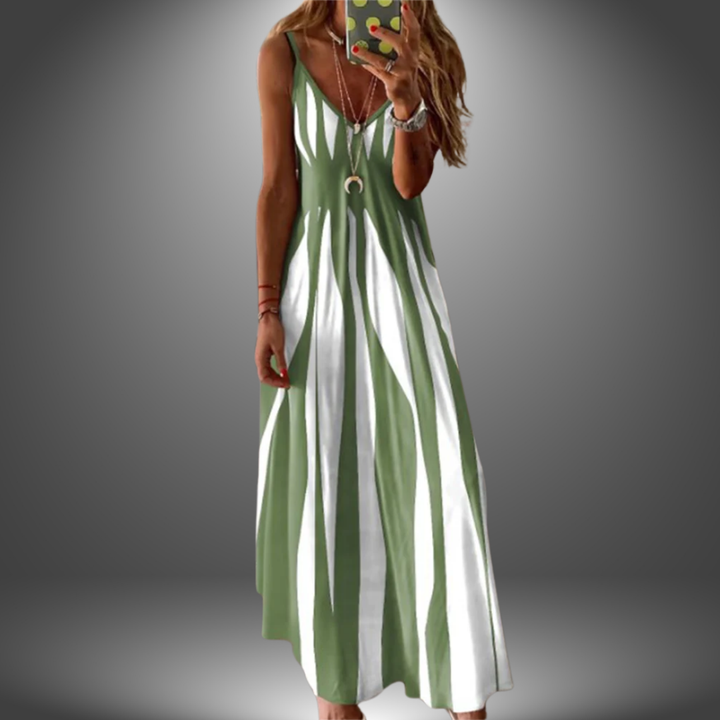 Alicia Striped Sleeveless Maxi Dress Elegant Comfortable Summer