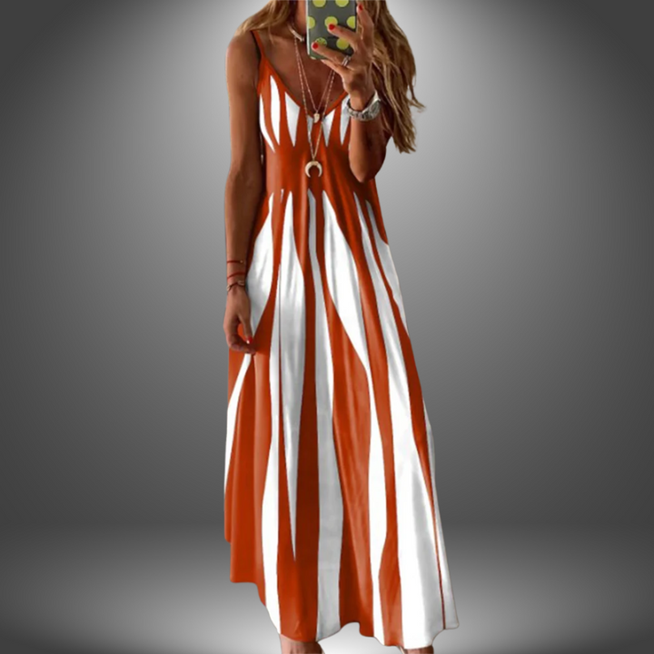 Alicia Striped Sleeveless Maxi Dress Elegant Comfortable Summer