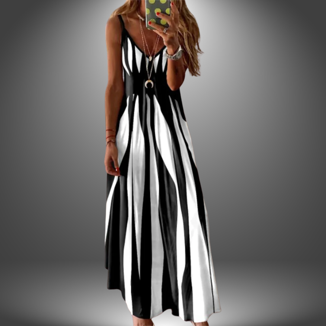 Alicia Striped Sleeveless Maxi Dress Elegant Comfortable Summer