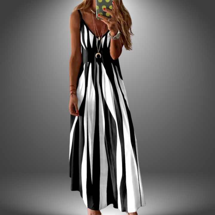 Alicia Striped Sleeveless Maxi Dress Elegant Comfortable Summer