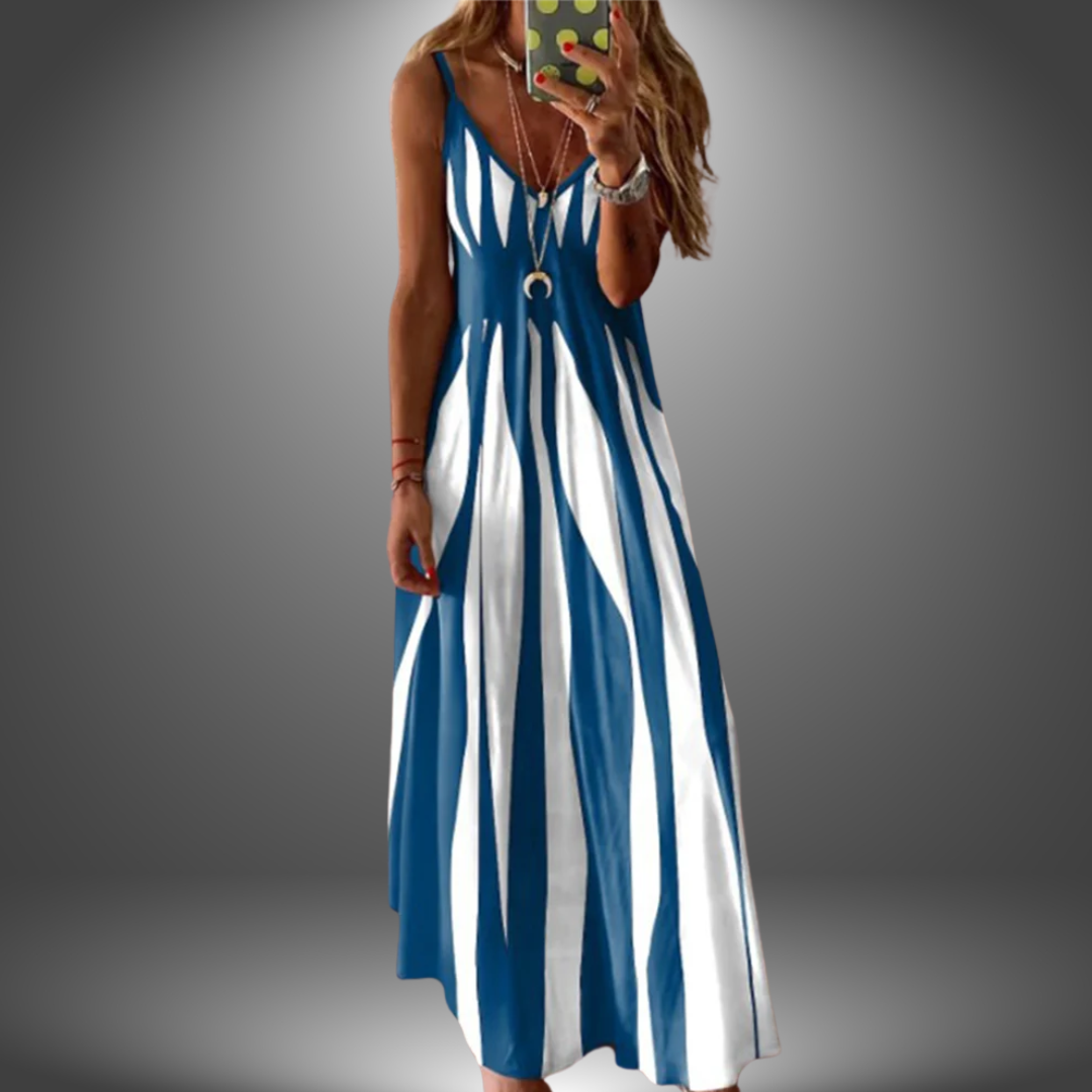 Alicia Striped Sleeveless Maxi Dress Elegant Comfortable Summer