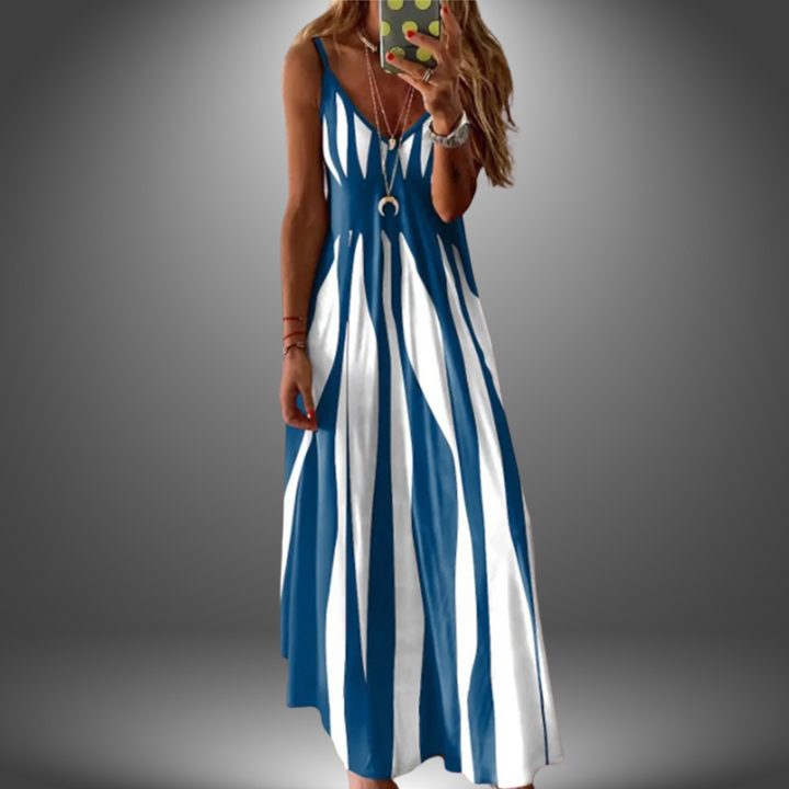 Alicia Striped Sleeveless Maxi Dress Elegant Comfortable Summer