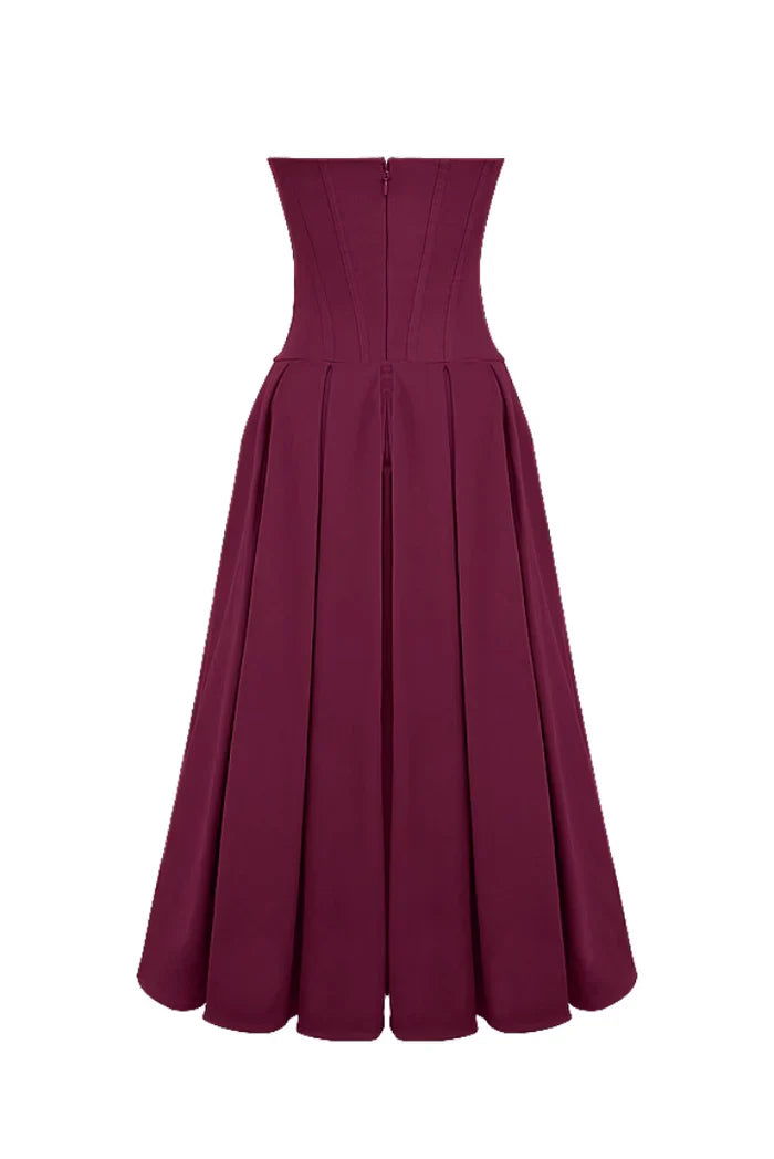 Lorelei Off-the-Shoulder Corset Midi Dress with Structured Fit for Autumn