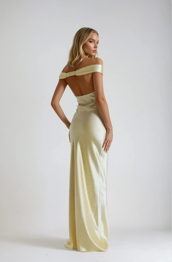 Emory Satin Backless Maxi Dress Elegant Evening Gown for Autumn