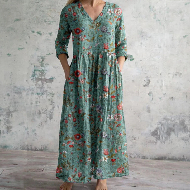 Sophie Comfortable Summer Floral Maxi Dress Lightweight Breezy Style