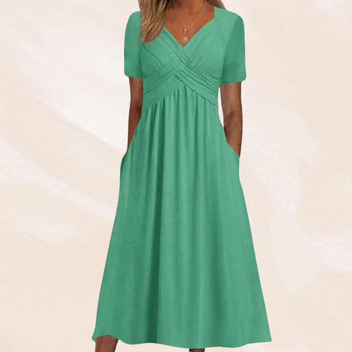 Mirella Stylish V-Neck Dress with Timeless Elegance for Autumn