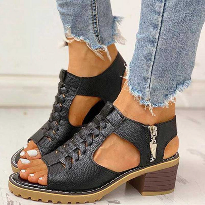Natalie Stylish Summer Chunky Heel Sandals with Comfortable Support
