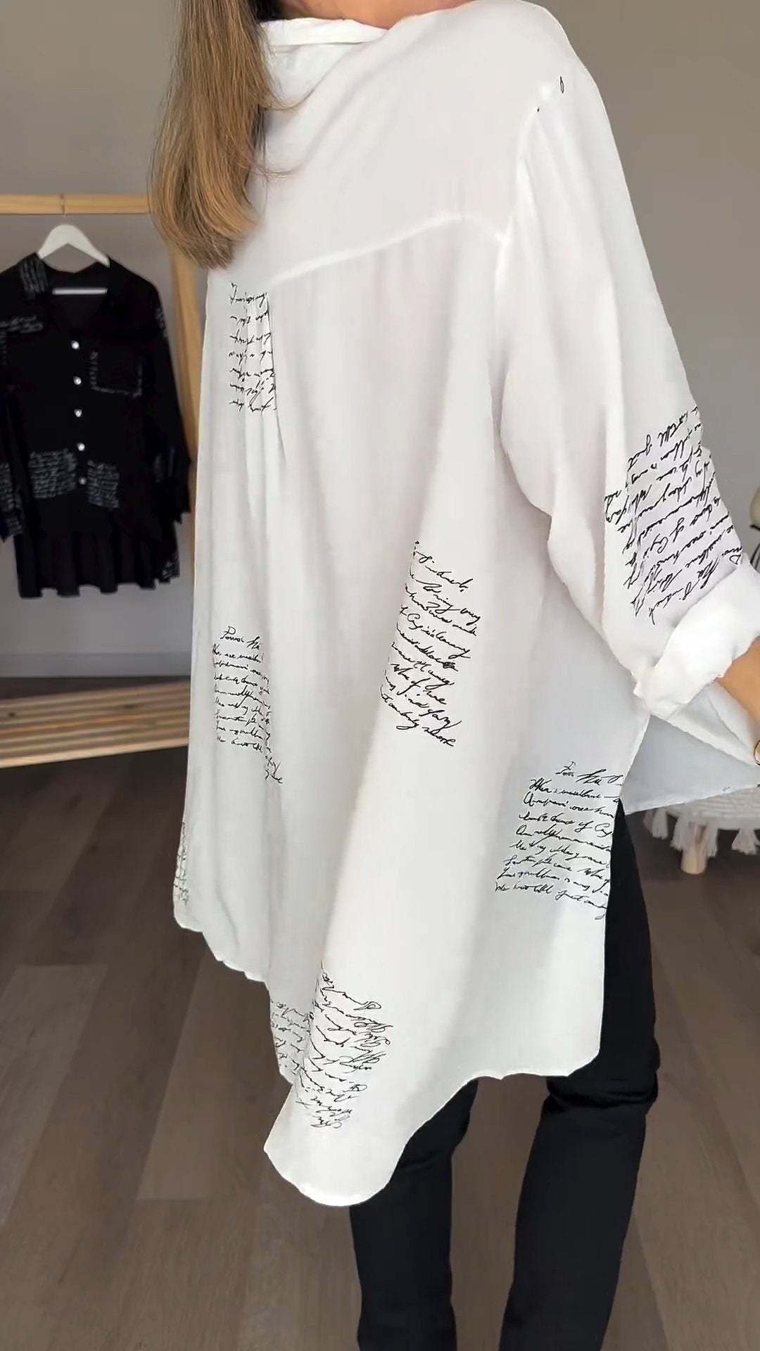 Carla Handwritten Button-Up Shirt Relaxed Fit Autumn Style