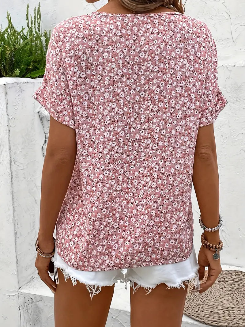 Verna Chic Floral Print Lightweight Blouse for Summer and Autumn