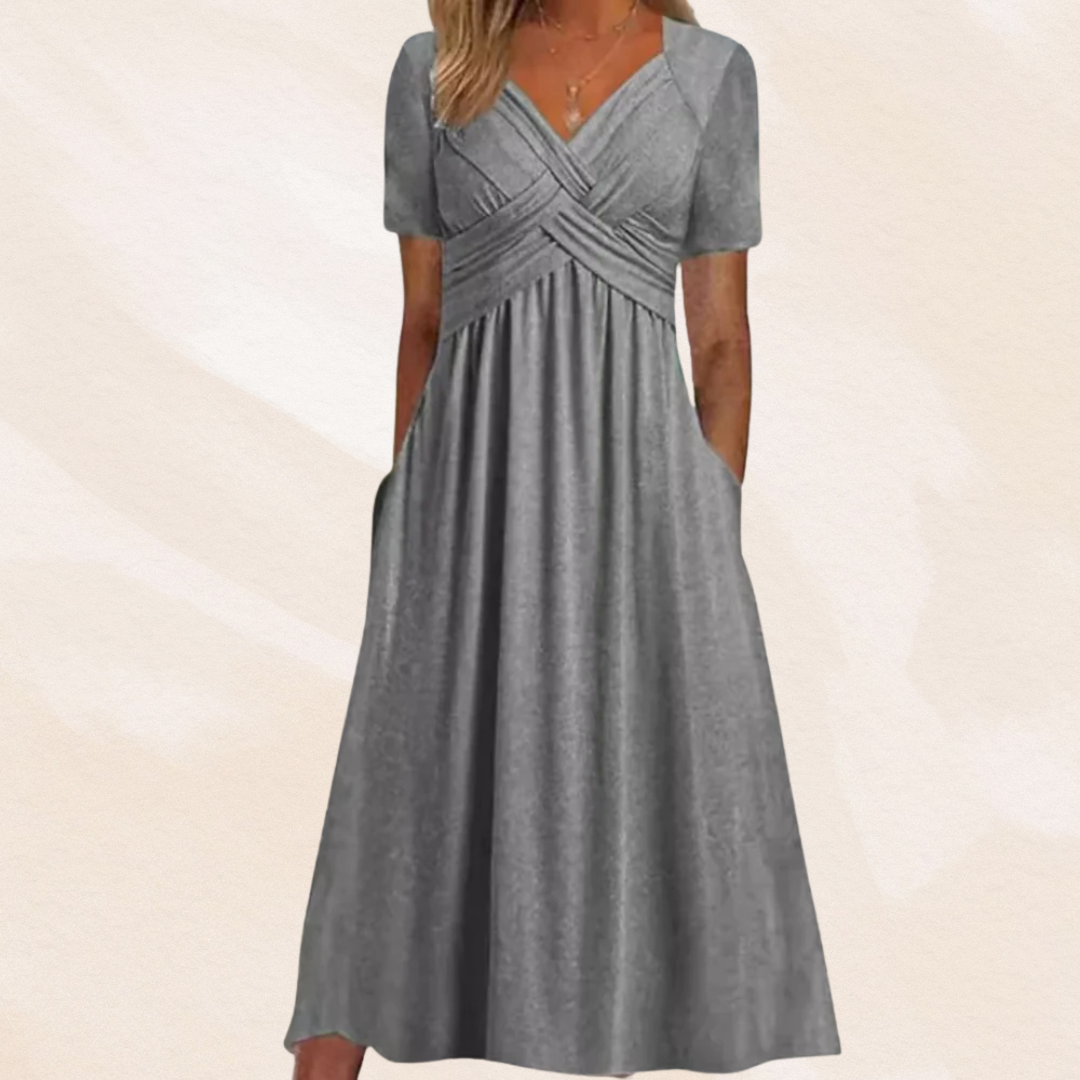 Mirella Stylish V-Neck Dress with Timeless Elegance for Autumn