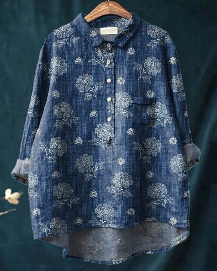 Jenny Floral Button-Down Shirt Stylish Design for Autumn