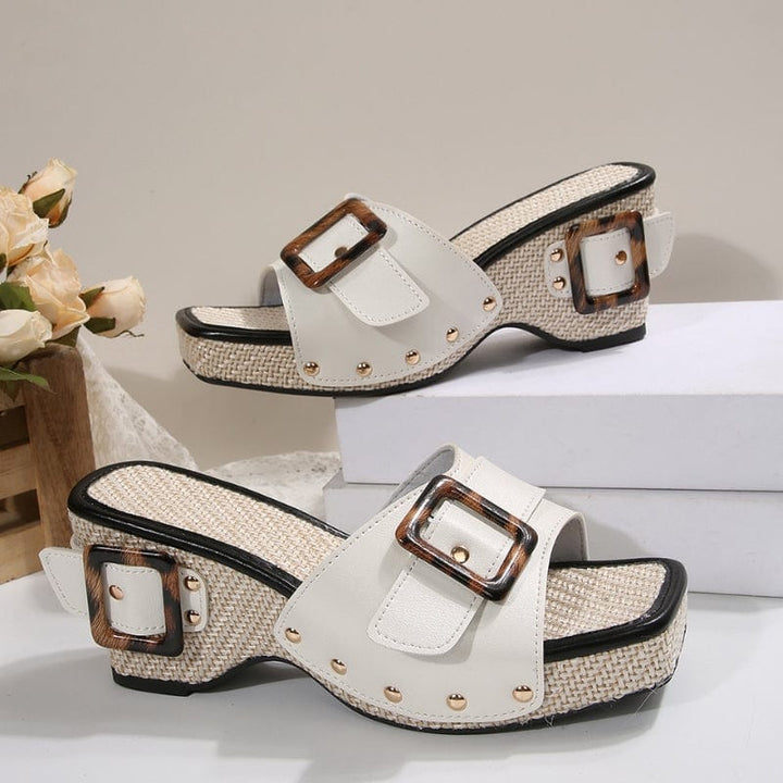 Venora Orthopedic Sandals Genuine Leather Cork Platform for Summer