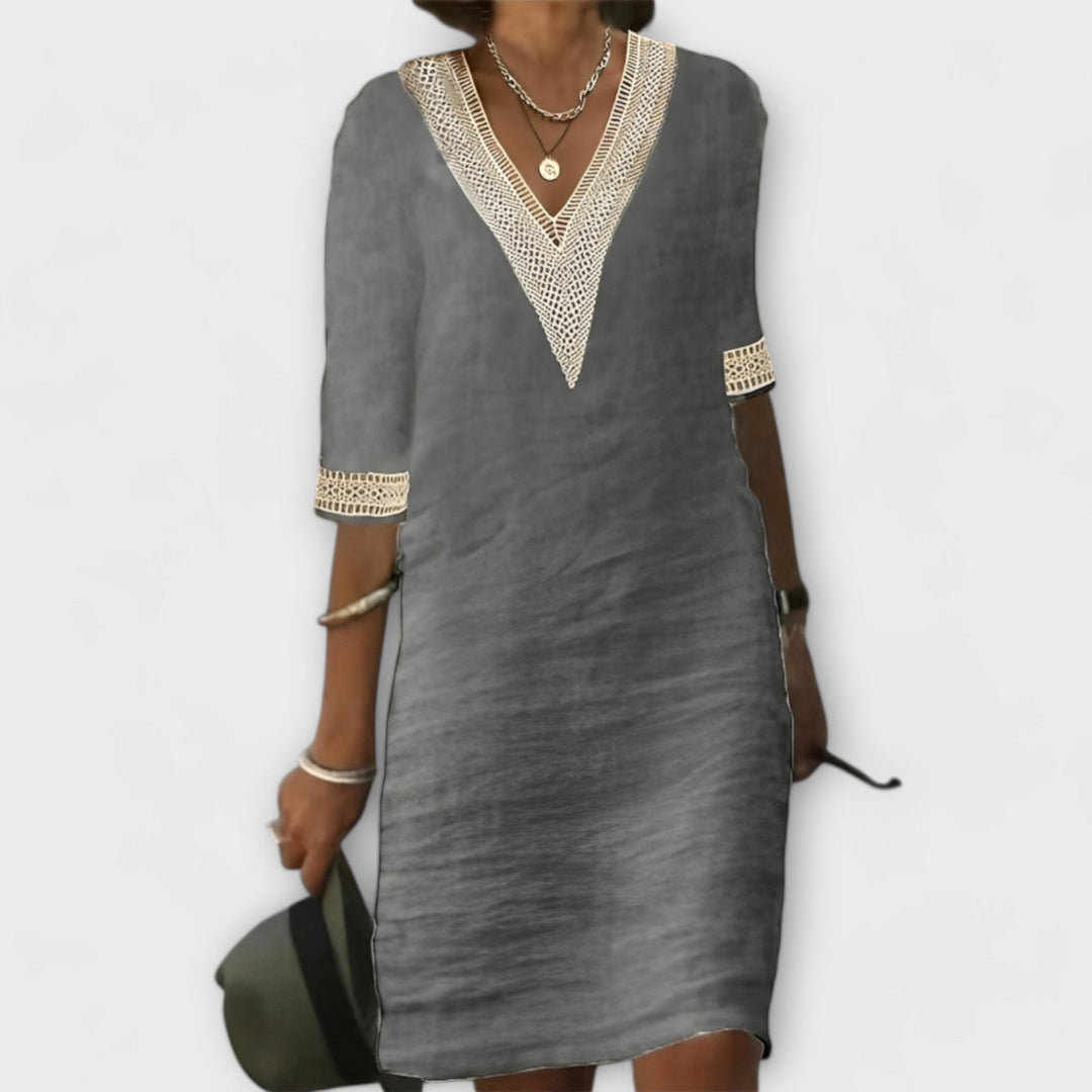 Emelia Boho-Inspired V-Neck Dress for Summer and Autumn Effortless Style