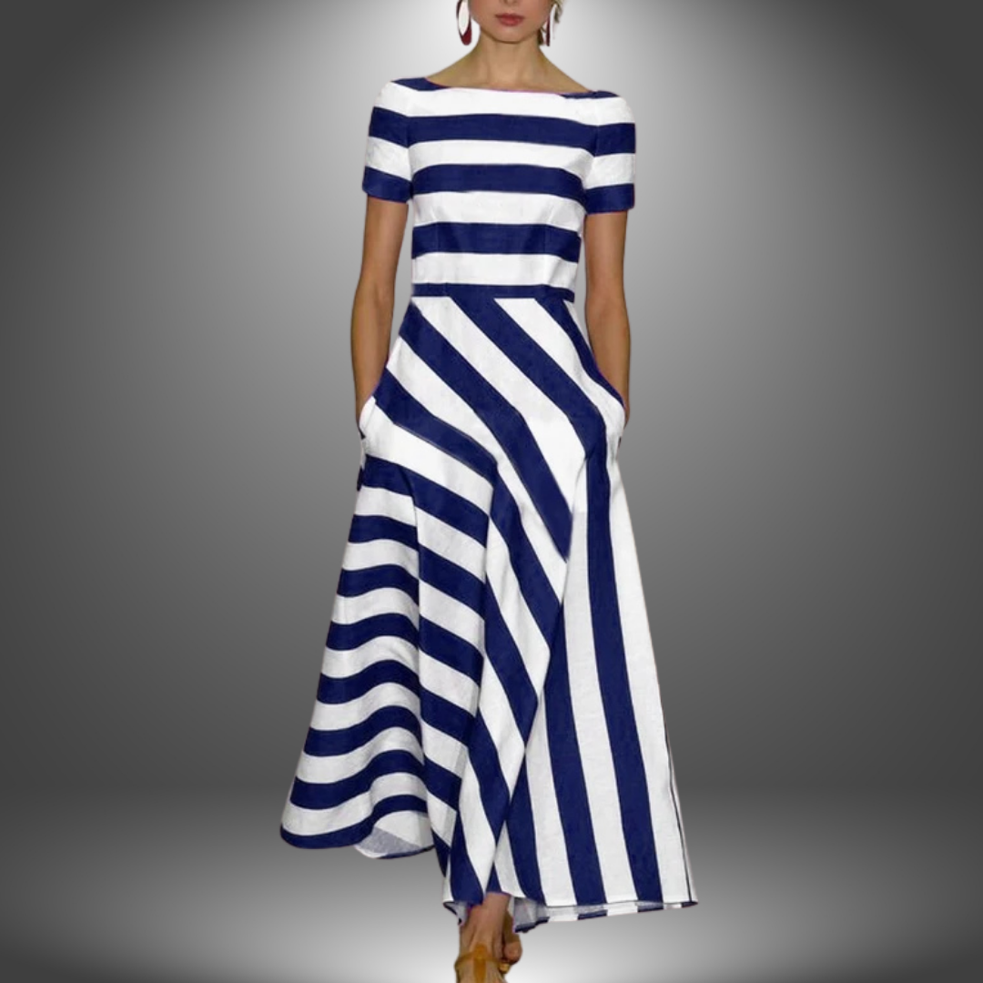 Alma Striped A-Line Maxi Dress Elegant Summer Style