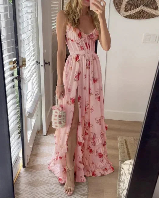 Anabella Elegant Sleeveless Printed Dress for Summer Comfort and Style